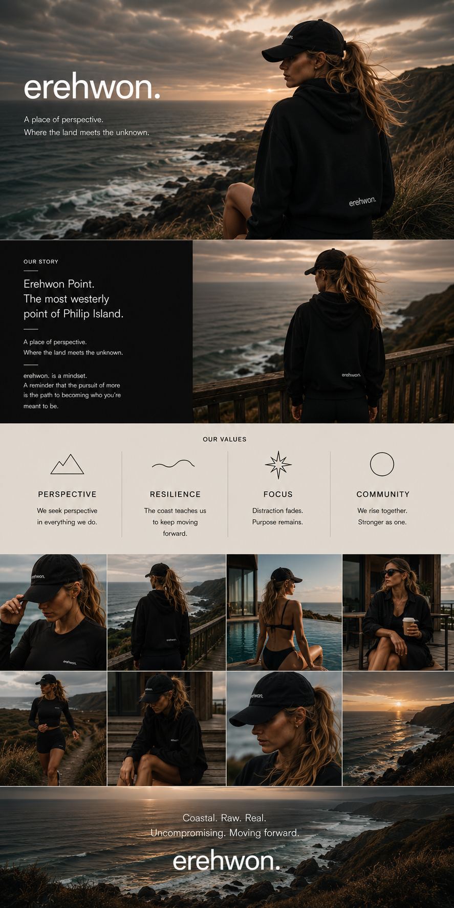 erehwon. premium coastal lifestyle landing page